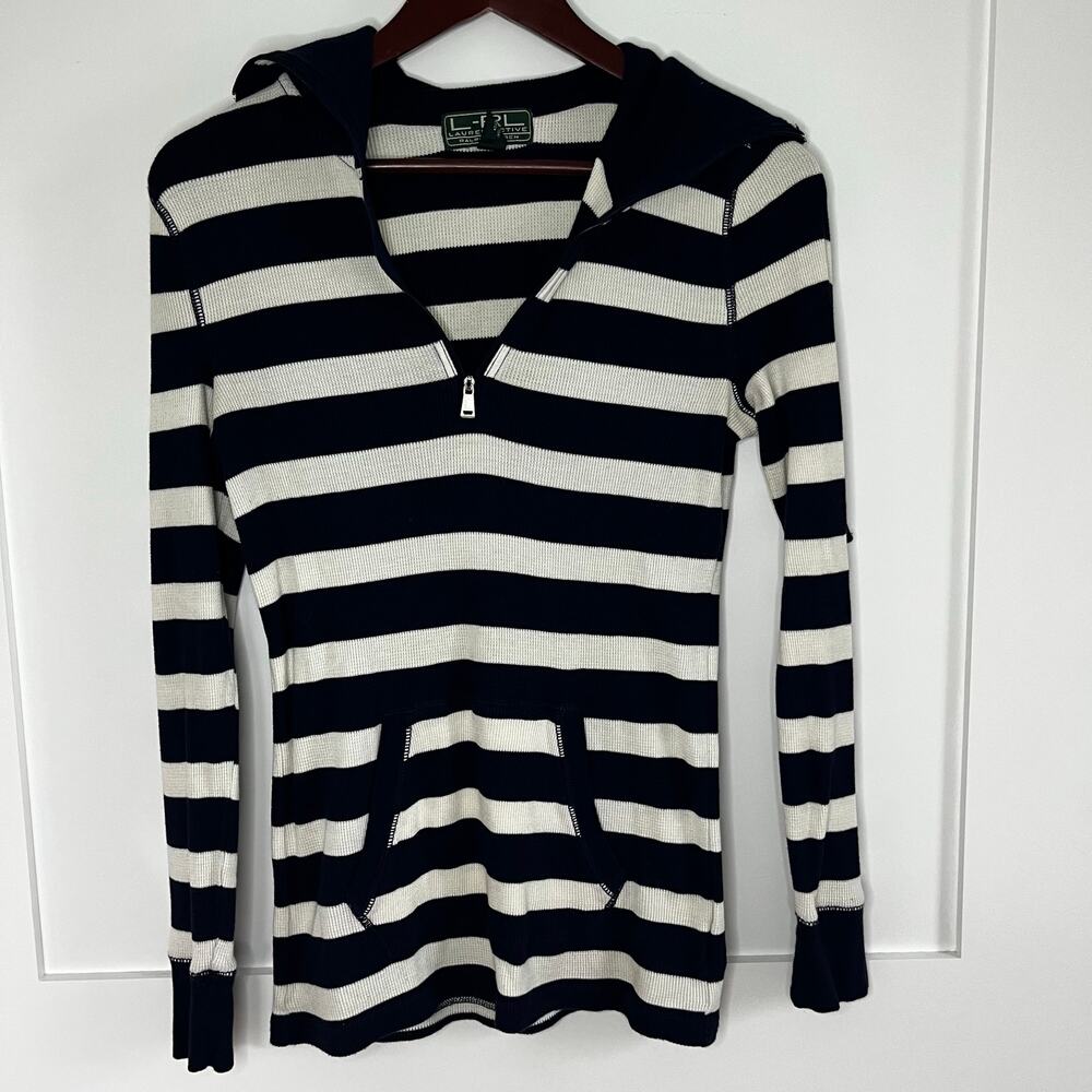 Vintage Ralph Lauren Striped Waffle Knit Nautical Resortwear Long Sleeve Size S
